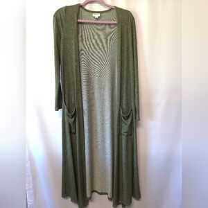 Green Striped Long Sleeve duster